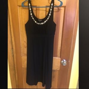 Signature by Sangria Black Dress with Jeweled Neck
